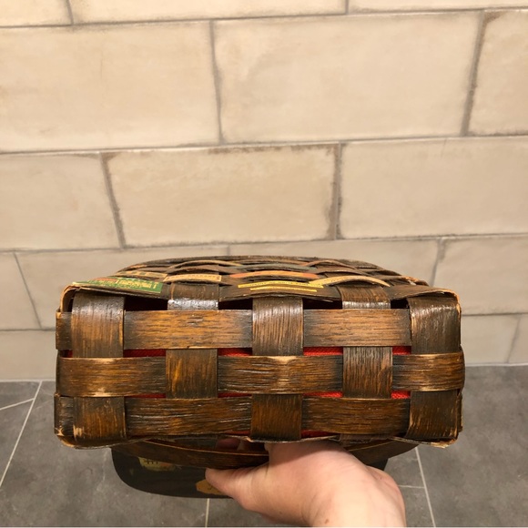 Vintage basket purse 1960s 60s brown travel postcard decoupage logo magazine - Picture 8 of 13